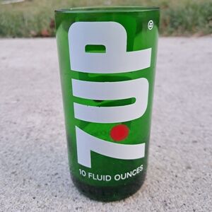 ​Vintage Style Upcycled 7UP Glass Bottle Drinking Tumbler - 10 FLUID OUNCES